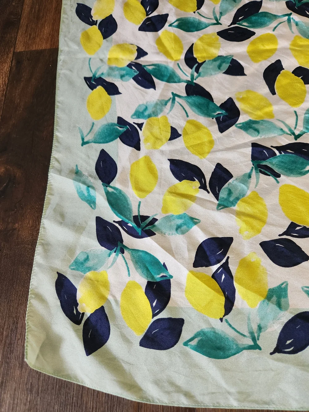 Lemon-Print Yellow & Navy Accents Scarf